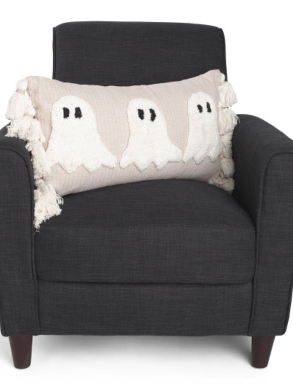 NEW Halloween Tufted White Ghosts With Tassels Pillow by Sweet Street Tan 14x26